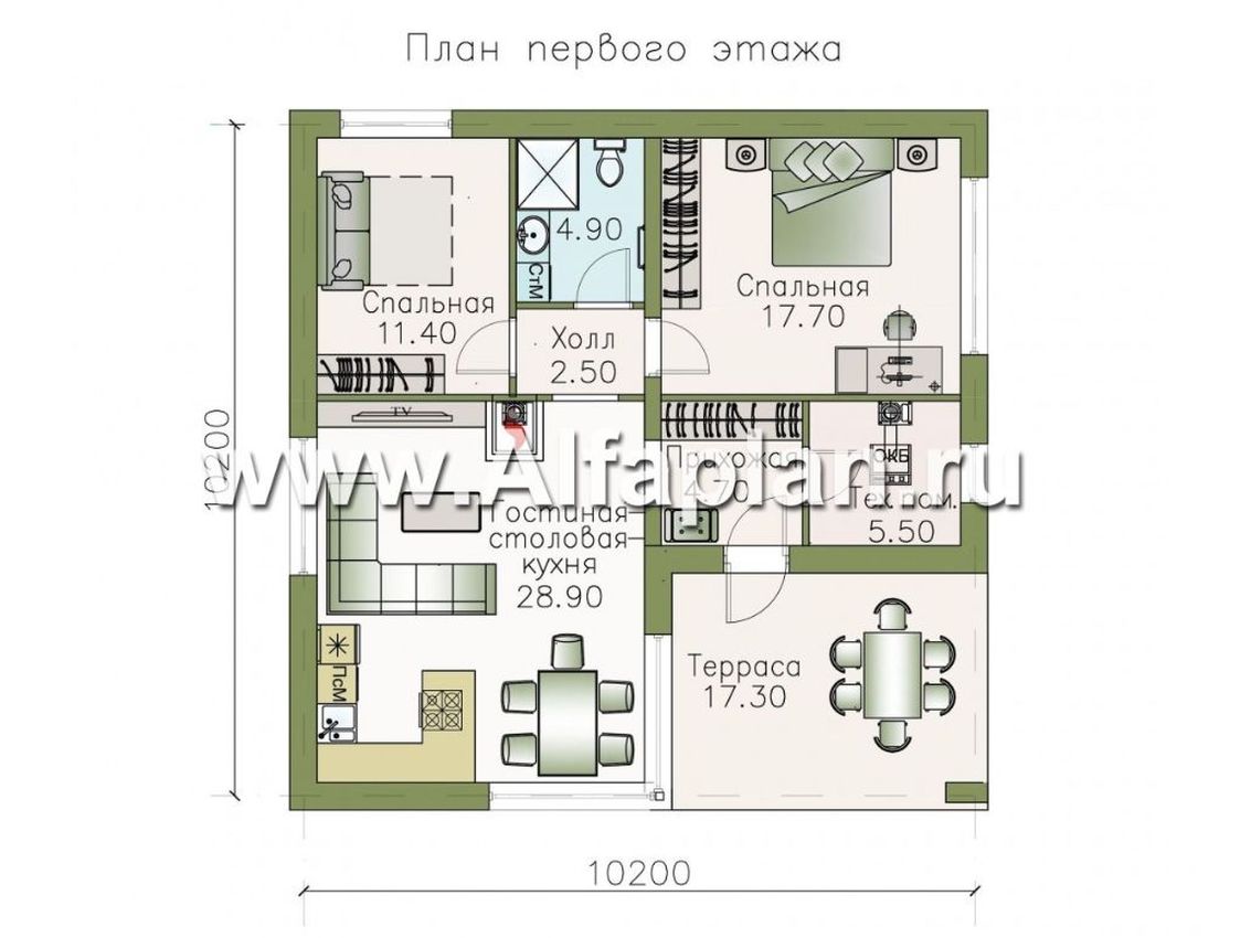 Планировка одноэтажного дома